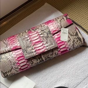 KARA ROSS NWT HUGE PYTHON CLUTCH  WITH CHAIN AMAZING